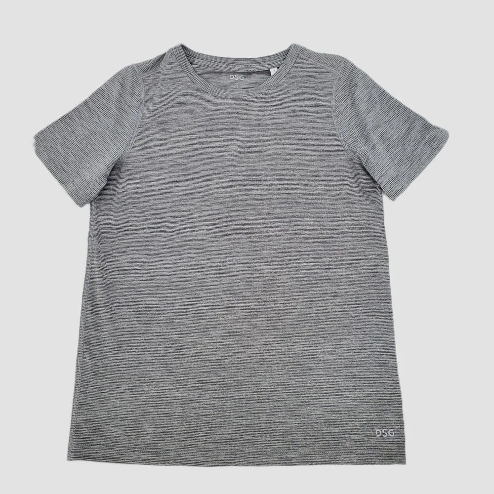 DSG Boys Size Small Movement Tee Dark Gray Heather Stripe‎ Athletic Lightweight